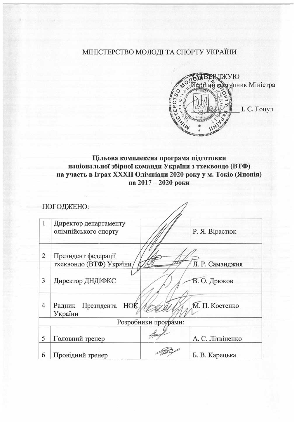 Цільова програма підготовки олімпійців